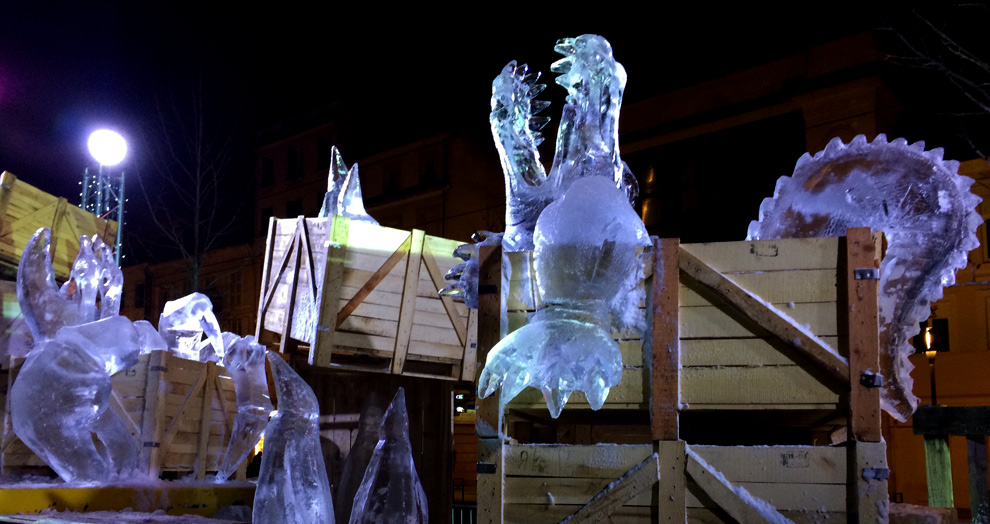 la grande station : sculpture sur glace
