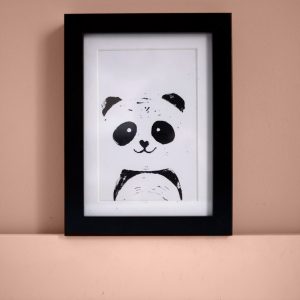 déco chambre enfant : carte linogravure panda